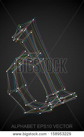 Abstract illustration of a Multicolor sketched lowercase letter D with Reflection. Hand drawn 3D D for your design. EPS 10 vector illustration.