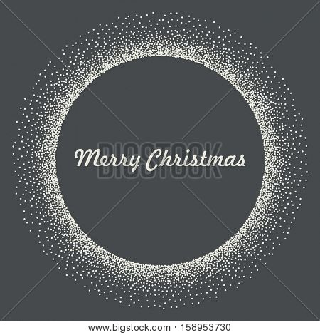 Abstract black and white dotted snow sun frame vector background.