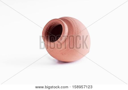 Kvevri qvevri ancient georgian Clay pottery for wine on white isolate background. Kvevri is a large earthenware vessel used for the fermentation and storage of wine often buried below ground level.