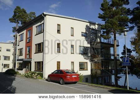 Apartment Block in summer, Nynäshamn in Sweden