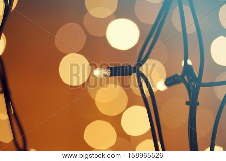 Colorful glowing Christmas lights. Holiday background