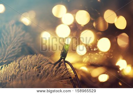 Colorful glowing Christmas lights. Holiday background