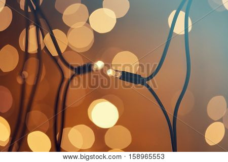 Colorful glowing Christmas lights. Holiday background