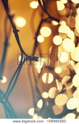Colorful glowing Christmas lights. Holiday background