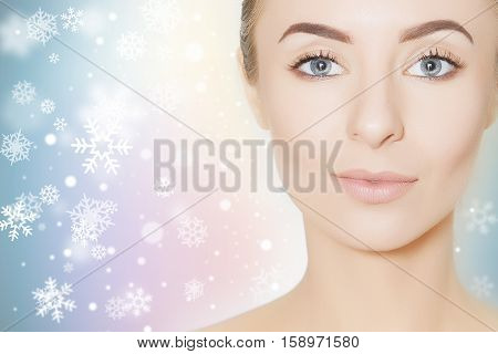 Closeup of female adult with marks on skin for cosmetic medical procedures