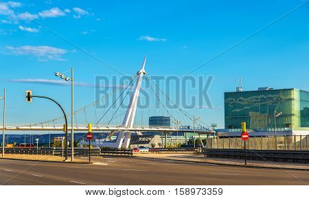 Suspension pedestrian bridge at Zaragoza-Delicias station, Spain