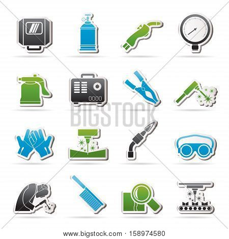 Welding and construction tools icons - vector icon set