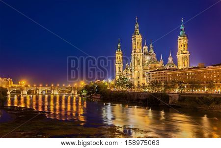 Basilica of Our Lady of the Pillar and the Ebro River - Zaragoza, Spain