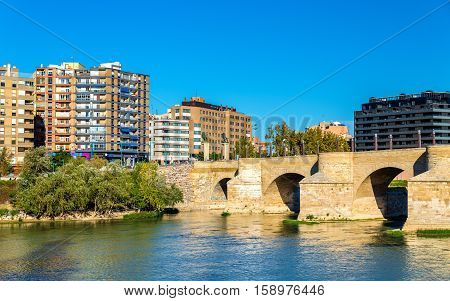 Puente de Piedra in Zaragoza - Aragon, Spain