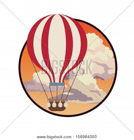 airballoon fly sky sunset clouds label design vector illustration eps 10