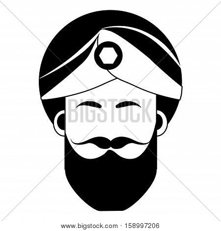 Indian man with turbant icon vector illustration graphic design