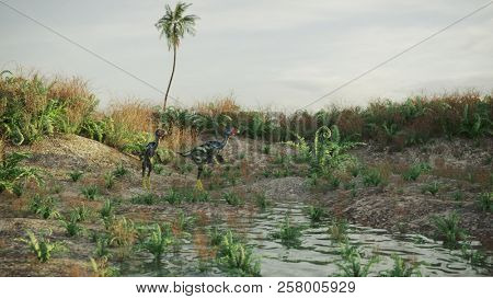 3d rendering of the caudipteryx dinosaur