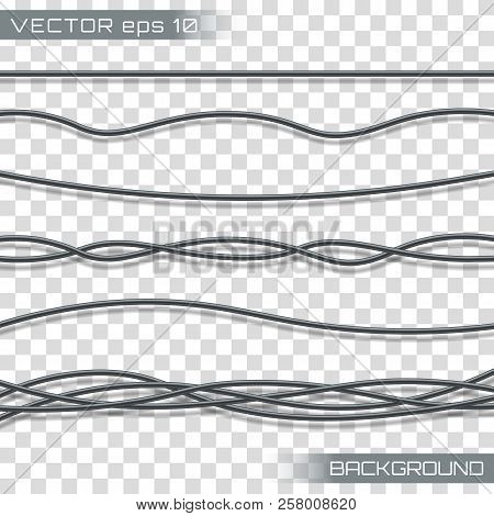 Electric Cables.realistic Electrical Gray Industrial Wires. Wire Connection, Cable Electric Power, C