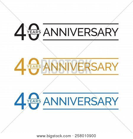 Simple 40th Anniversary Years Logo Vector. Blue Black Gold Color