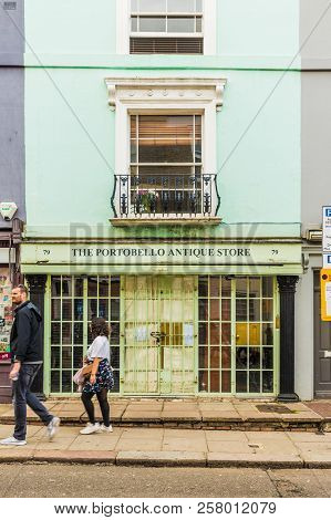 Notting Hilll London. August 2018. A View Of A Colourful Store In Notting Hill In London