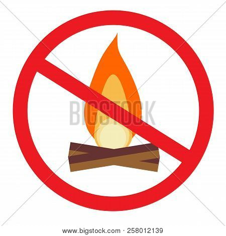No Open Flame Sign. No Fire, No Access With Open Flame Prohibition Sign. Red, Black And White Vector