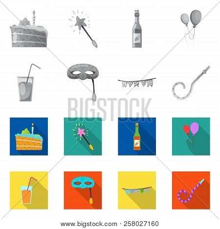 Isolated Object Of Party And Birthday Sign. Set Of Party And Celebration Vector Icon For Stock.