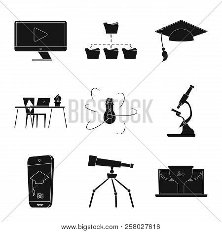 Vector Illustration Of Education And Learning Sign. Set Of Education And School Vector Icon For Stoc