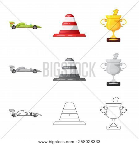 Vector Design Of Car And Rally Icon. Set Of Car And Race Vector Icon For Stock.