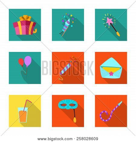 Vector Design Of Party And Birthday Sign. Collection Of Party And Celebration Vector Icon For Stock.