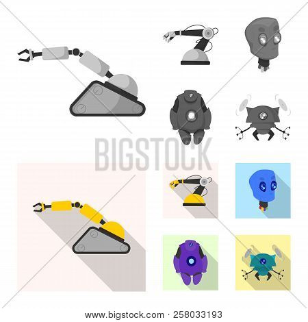 Vector Design Of Robot And Factory Sign. Set Of Robot And Space Stock Vector Illustration.