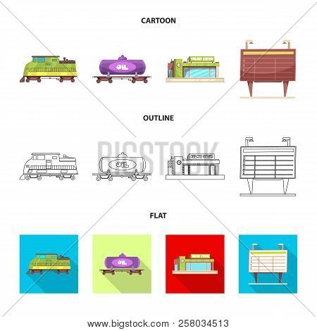 Vector Design Of Train And Station Logo. Collection Of Train And Ticket Vector Icon For Stock.