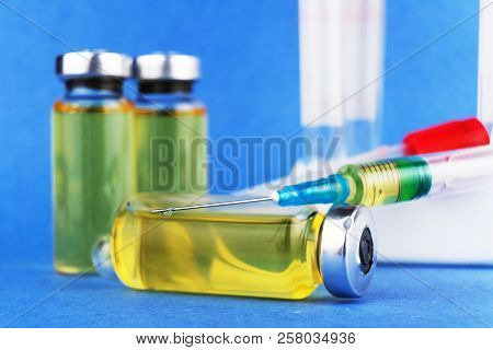Medical Supplies, Doping, Drugs In Glass Containers And Plastic Tubes For Blood Collection For Tests