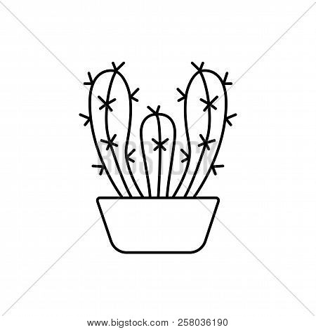 Vector Illustration Of Cereus Cactus In The Pot. Desert Succulent Plant For Terrarium And Rock Garde