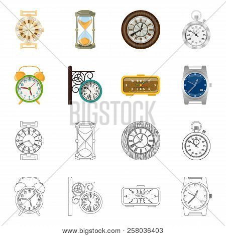 Vector Illustration Of Clock And Time Icon. Collection Of Clock And Circle Stock Vector Illustration