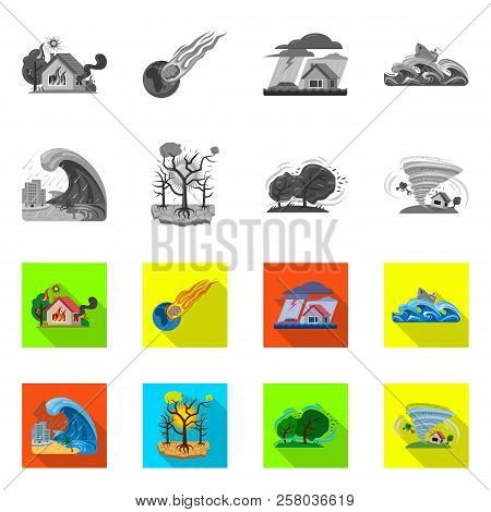 Vector Illustration Of Natural And Disaster Icon. Collection Of Natural And Risk Vector Icon For Sto