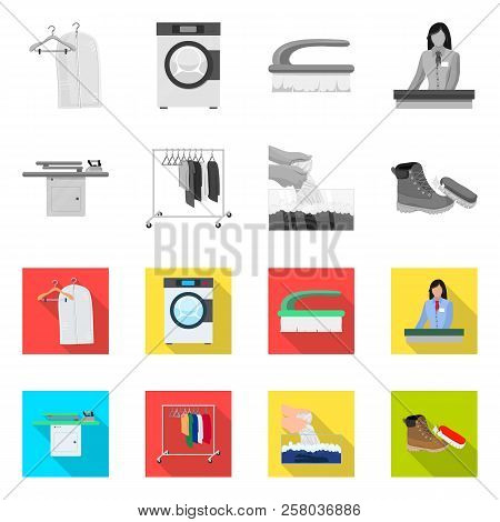 Vector Illustration Of Laundry And Clean Icon. Collection Of Laundry And Clothes Vector Icon For Sto