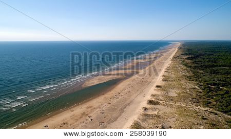 Aerial View Of The Wild Atlantic Coast In La Tremblade, Charente Maritime