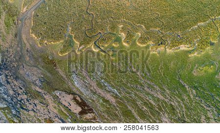 Natural Shapes And Patterns In Bonne Anse Bay At Low Tide, France