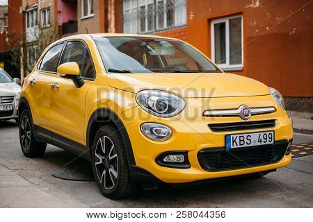 Vilnius, Lithuania - April 19, 2018: Fiat 500x Or Type 334 Is A Front Engined Five Door Hatchback Cr