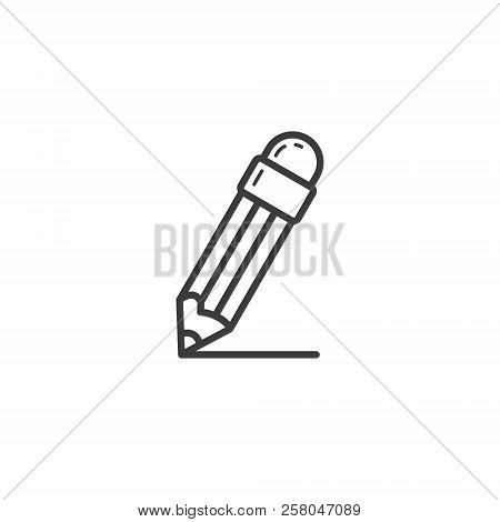 Black And White Simple Vector Outline Line Art Icon Of Pencil