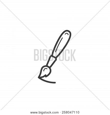 Black And White Simple Vector Outline Line Art Icon Of Simple Brush