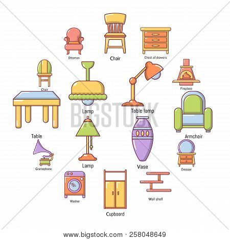 Interior Furniture Icons Set. Carrtoon Illustration Of 16 Interior Furniture Icons For Web