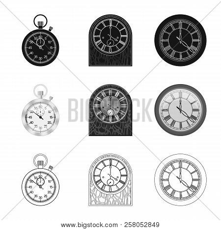 Vector Illustration Of Clock And Time Logo. Collection Of Clock And Circle Stock Vector Illustration