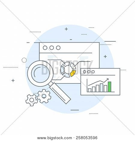 Online Marketing And Analytics Icon - Data Statisics And Web Research