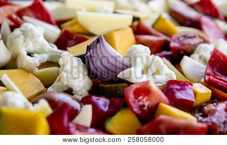 Sliced Vegetables Autumn Different Colors A Piece Of Onion
