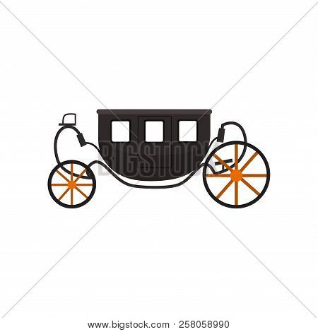 Black Vintage Brougham, Carriage Vector Illustration On A White Background