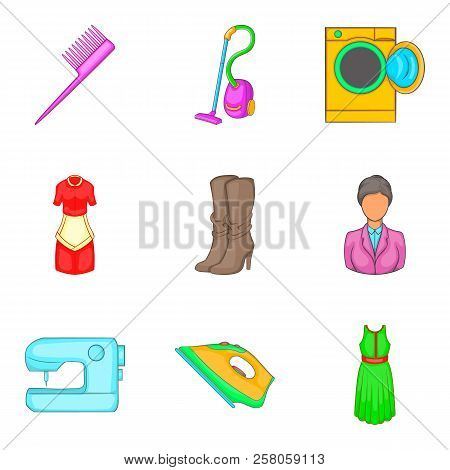 Androgynous Icons Set. Cartoon Set Of 9 Androgynous Icons For Web Isolated On White Background