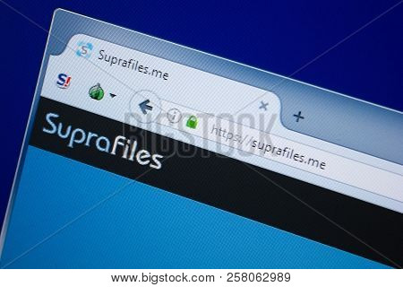 Ryazan, Russia - September 09, 2018: Homepage Of Supra Files Website On The Display Of Pc, Url - Sup