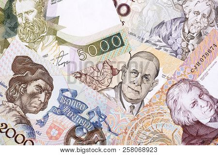 Old Portuguese Money, A Business Background With Escudos
