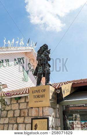 Safed, Israel, September 08, 2018 : A Sculpture Called Love Of Torah Executed By Sculptor Nicky Imbe