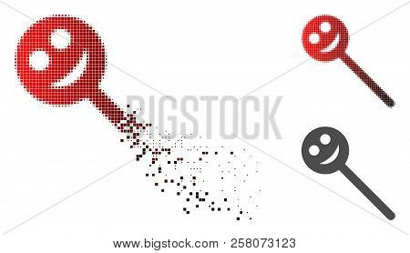 Happy Chupa Chups Icon In Dispersed, Pixelated Halftone And Undamaged Solid Versions. Elements Are C