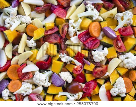 Sliced Vegetables Autumn Different Colors Orange Juicy