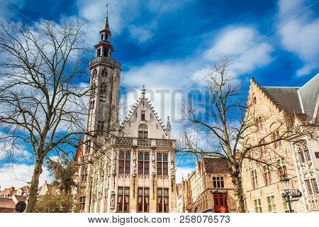 Bruges, Belgium - March, 2018: The Historical Burghers' Lodge Building In Bruges