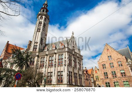 Bruges, Belgium - March, 2018: The Historical Burghers' Lodge Building
