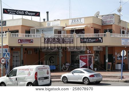 Playa Flamenca, Spain - 13 Sept 2018 :  Citrus Center Shops, Bars And Restaurants